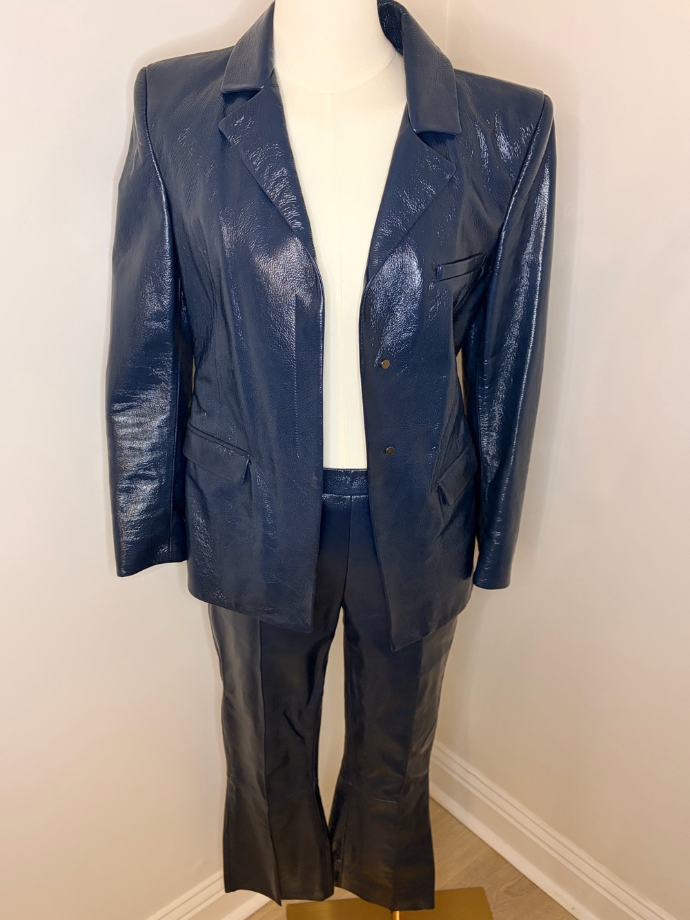 DROMe Deep Blue Leather Suit In Avion (Dark Blue) Size XS - Picture 2 of 15